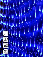 Гирлянда светодиодная SHLights-сетка NTLD300-B-E 4610003328610 2х1.5 м, 300 светодиодов с дополнительным подключением IP44 синий от Водопад  фото 1