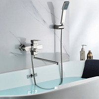 Смеситель для ванны с душем Ledeme L72233 с длинным изливом, хром от Водопад  фото 2