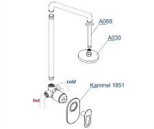 Встраиваемая душевая система WasserKRAFT Kammel A12830 для душа с верхней душевой насадкой A030 от Водопад  фото 4