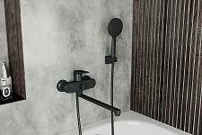 Смеситель для ванны с душем Rush Nevis NE1735-51Black, с длинным изливом, черный от Водопад  фото 4