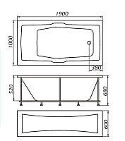 Акриловая ванна 1Marka Korsika 58035 190х100 от Водопад  фото 3