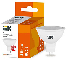 Лампа светодиодная IEK Eco LLE-MR16-5-230-30-GU5, MR16 5 Вт, 3000 К теплый белый., GU 5.3 450 Лм от Водопад  фото 1