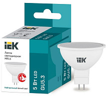 Лампа светодиодная IEK Eco LLE-MR16-5-230-40-GU5, 5 Вт, MR16 софит, 4000 К, GU 5.3, 450 Лм от Водопад  фото 1