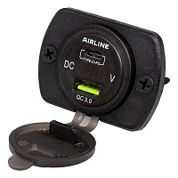 Розетка USB встраиваемая Airline AEBJ200 с 2 портами и вольтметром, с влагозащитой от Водопад  фото 1