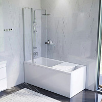 Набор AM.PM Gem W90ASET-150D3W5: ванна 150х70, каркас, душевая система, смеситель, стеклянная шторка от Водопад  фото 2