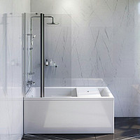 Набор AM.PM Gem W90ASET-150D3W5: ванна 150х70, каркас, душевая система, смеситель, стеклянная шторка от Водопад  фото 3