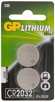 Литиевая дисковая батарейка GP Lithium GP CR2032-2CRU2 20/1200 2 шт. блистер от Водопад  фото 1