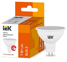 Лампа светодиодная IEK Eco LLE-MR16-7-230-30-GU5, MR16 7 Вт, 3000 К теплый белый, GU 5.3, 630 Лм от Водопад  фото 1