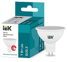 Лампа светодиодная IEK Eco LLE-MR16-7-230-40-GU5, 7 Вт, MR16 софит, 4000 К, GU 5.3, 630 Лм от Водопад  фото 1