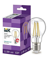 Лампа светодиодная IEK LLF-A60-11-230-40-E27-CL, филаментная 360° 11 Вт, A60, 4000 К, E 27, от Водопад  фото 1
