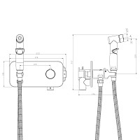 Гигиенический душ Rossinka X25-59 с термостатом, встраиваемый, хром от Водопад  фото 2