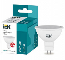 Лампа светодиодная IEK LLE-MR16-9-230-40-GU5, 9 Вт, MR16 софит, 4000 К нейтральный белый, GU 5.3 от Водопад  фото 1