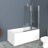 Шторка для ванны BelBagno UNO-V-2-100/150-P-Cr-R 1000х1500, стекло текстурное, поворотная, профиль хром от Водопад  фото 1