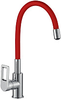 Смеситель для кухни Rossinka Z35-35U-Red, гибкий излив, красный / хром от Водопад  фото 1