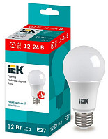 Лампа светодиодная IEK LLE-A60-12-12-24-40-E27, 12 Вт, A60 шар 12-24 В, 4000 К нейтральный белый, E 27, от Водопад  фото 1