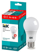 Лампа светодиодная IEK LLE-A60-12-24-48-40-E27, 12 Вт, A60 шар 24-48 В, 4000 К нейтральный белый, E 27, от Водопад  фото 1