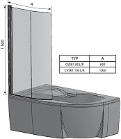 Шторка для ванны Ravak CVSK1 160/170 сатин-транспарент (левая) от Водопад  фото 2
