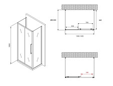 Душевой уголок Abber Schwarzer Diamant AG30140MH-S50M-S50M 140х50х195, стекло матовое, профиль хром, без поддона от Водопад  фото 5