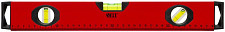 Уровень FIT Бизон 18141 3 глазка, красный корпус, магнитная полоса, ручки, шкала 400 мм от Водопад  фото 1
