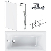 Набор AM.PM Gem W90ASET-150D8: ванна 150х70, каркас, душевая система, смеситель, стеклянная шторка от Водопад  фото 1