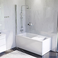 Набор AM.PM Gem W90ASET-150D8: ванна 150х70, каркас, душевая система, смеситель, стеклянная шторка от Водопад  фото 3