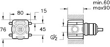 Смеситель для раковины Vitra Minibox A42213 встраиваемый на 1 направление, без дайвертера (внутренняя часть) от Водопад  фото 2