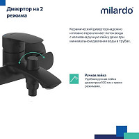 Смеситель для ванны с душем Milardo Rora RORBL00M02 черный матовый от Водопад  фото 4