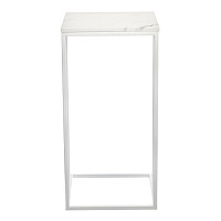 Придиванный столик Bradex Loft 35x35см, белый мрамор с белыми ножками от Водопад  фото 4