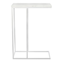 Придиванный столик Bradex Loft 50x30см, белый мрамор с белыми ножками от Водопад  фото 3