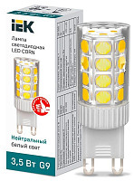Лампа светодиодная IEK Corn LLE-CORN-4-230-40-G9, 3.5 Вт, капсульн., 4000 К нейтральный белый G9, керамика от Водопад  фото 1
