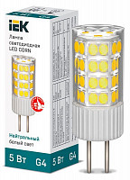 Лампа светодиодная IEK Corn LLE-CORN-5-230-40-G4, 5 Вт, капсульная, 4000 К нейтральный белый G4, керамика от Водопад  фото 1
