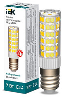 Лампа светодиодная IEK Corn LLE-CORN-7-230-40-E14, 7 Вт, капсульная, 4000 К нейтральный белый, E 14 керамика от Водопад  фото 1