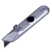 Нож Rexant 12-4908 с трапециевидным выдвижным лезвием, винтовой фиксатор лезвия от Водопад  фото 1