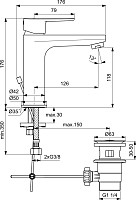 Смеситель для раковины Ideal Standard Cerafine O BC496AA донный клапан, хром от Водопад  фото 2