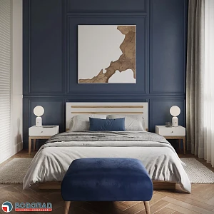 Синий в современной спальне
