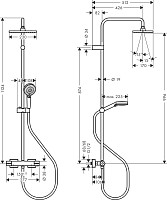 Душевая система Hansgrohe Vernis Shape Showerpipe 230 1jet 26286670 с термостатом, черный матовый от Водопад  фото 4