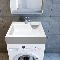 Раковина подвесная Azario Slim CS00078302 600х600х110 для установки над стиральной машиной, сифон от Водопад  фото 3