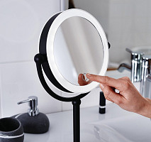 Зеркало косметическое настольное Ridder Moana О3207510 1х/5х-увелич. LED сенсор чёрный от Водопад  фото 4