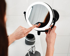 Зеркало косметическое подвесное Ridder Shuri О3211510 1х/5х-увелич. LED сенсор USB чёрный от Водопад  фото 4