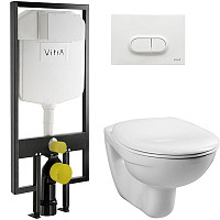 Комплект инсталляции VitrA V12 9773B003-7201 с унитазом Normus, кнопкой Loop O глянцевый белый, сиденьем стандарт от Водопад  фото 1