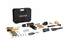 Дрель-шуруповерт аккумуляторная Deko GCD12DU3 063-4133 в кейсе + набор 104 инструмента для дома от Водопад  фото 1