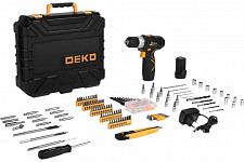 Дрель-шуруповерт аккумуляторная Deko GCD12DU3 063-4138 в кейсе + набор 193 инструмента для дома от Водопад  фото 1