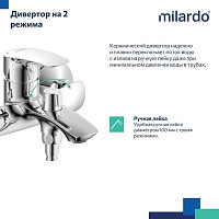 Смеситель для ванны с душем Milardo Rora RORSB00M02 хром от Водопад  фото 4