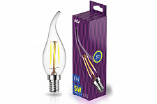 Лампа REV 32494 2 filament, свеча на ветру, FC37, теплый свет, 5 Вт, E14, 2700 K, 515 Лм от Водопад  фото 1
