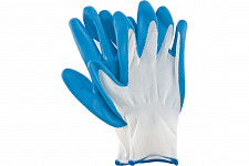 Перчатки Сибртех 678625 полиэфирные с синим нитрильным покрытием, размер 9, 13 класс вязки от Водопад  фото 1