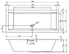 Акриловая ванна Riho Rething Cubic B108013005 190х80 заполнение через перелив от Водопад  фото 2