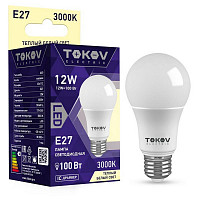 Лампа светодиодная Tokov Electric TKE-A60-E27-12-3K, 12 Вт, А60 3000 К, Е 27, 176-264 В от Водопад  фото 1