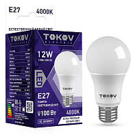 Лампа светодиодная Tokov Electric TKE-A60-E27-12-4K, 12 Вт, А60 4000 К, Е 27, 176-264 В от Водопад  фото 1