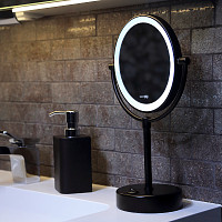 Зеркало WasserKRAFT K-1005BLACK LED-подсветка двухстороннее, стандартное и с 3-х кратным увеличением от Водопад  фото 2