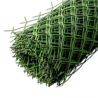 Решетка заборная 64523 в рулоне, облегченная, 1,5х25 м, ячейка 70х70 мм, пластиковая, зеленая от Водопад  фото 2